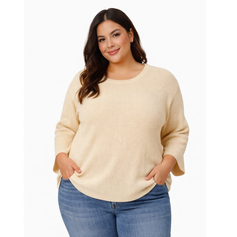 Women’s “Alice” Plus Size Back-Slit Ribbed Pullover Sweater–Size 2XL-NWT